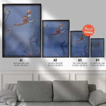 Basketball Shadow Dunk Blue Minimalist