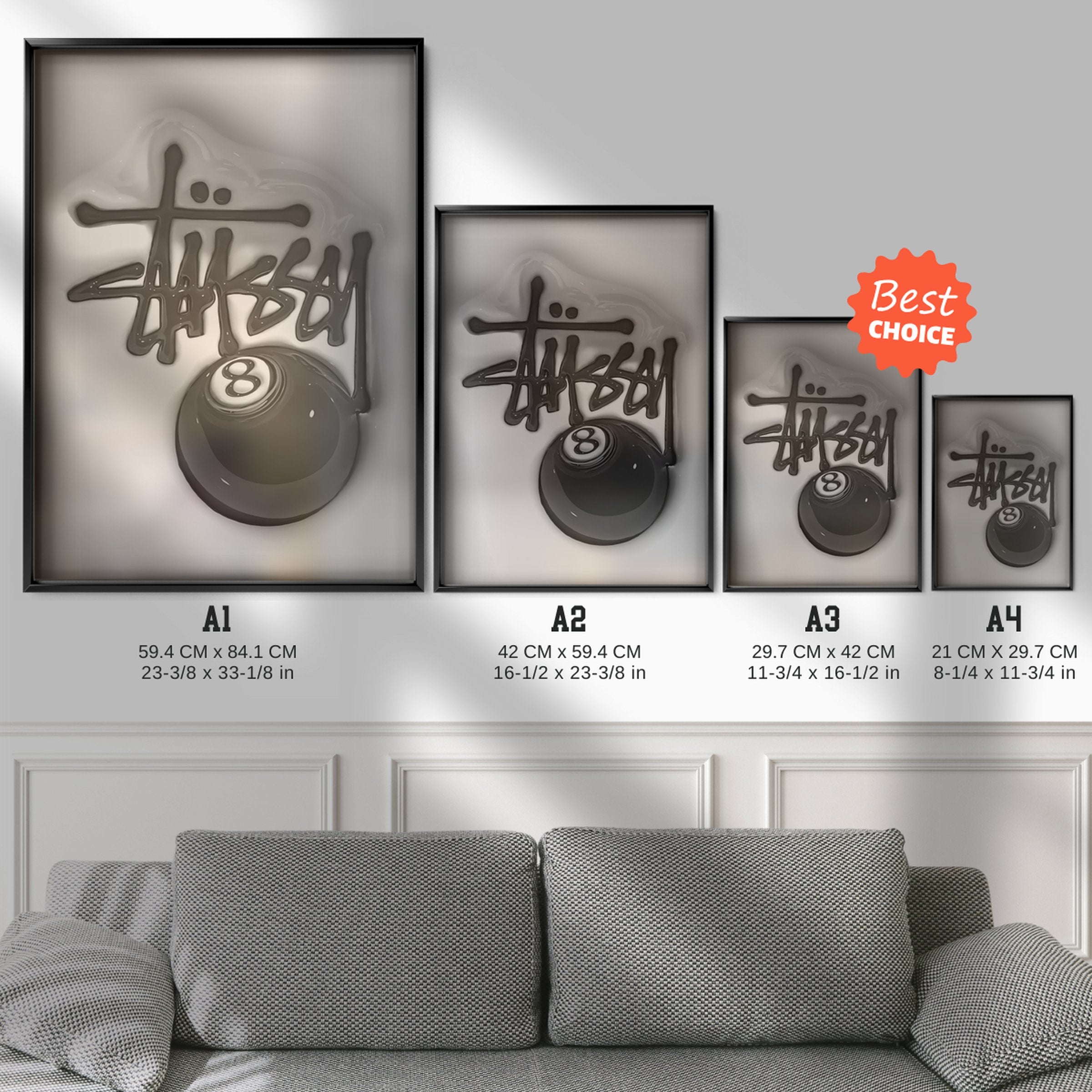 STÜSSY 8 BALL SLICK Poster - PostersBase® | Free Shipping
